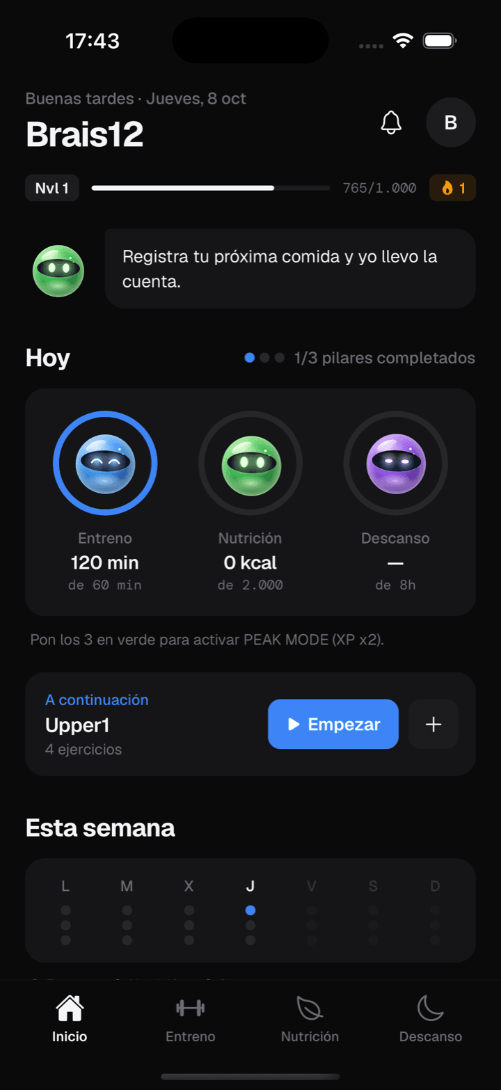 Pantalla de inicio de la nueva app RayFit